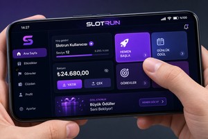 Slotrun platform mobil uygulama arayüzü ekran görüntüsü