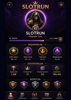 Slotrun oyuncu profil ve istatistik sayfası görüntüsü