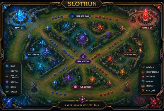 Slotrun strateji ve MOBA oyun modu harita görüntüsü